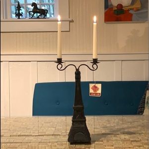 RARE vintage glass bottle Eiffel Tower candelabra.